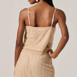 Messina Pearl Embellished Top in Champagne