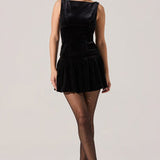 Jinnie Velvet Boat Neck Top in Black