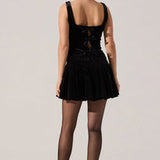 Jinnie Velvet Boat Neck Top in Black