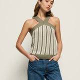 Nation LTD Indy Halter Top in Herb Stripe