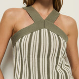 Nation LTD Indy Halter Top in Herb Stripe