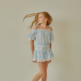 Luna Pastel Blue Heart Mini Skirt