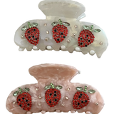 Beautiful acrylic rhinestone strawberry hair clips