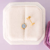 Tiny Blue Flower Earrings