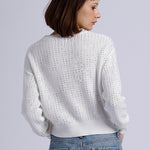 10076 COTTON SHAKER LS CREW NK W/RHINESTONES