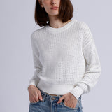 10076 COTTON SHAKER LS CREW NK W/RHINESTONES
