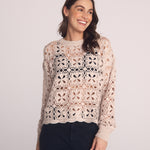 B2186-J50-304 - CROCHET CREW NECK SWEATER