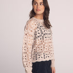 B2186-J50-304 - CROCHET CREW NECK SWEATER