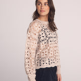 B2186-J50-304 - CROCHET CREW NECK SWEATER
