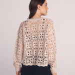 B2186-J50-304 - CROCHET CREW NECK SWEATER