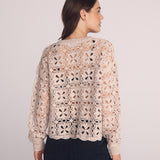 B2186-J50-304 - CROCHET CREW NECK SWEATER