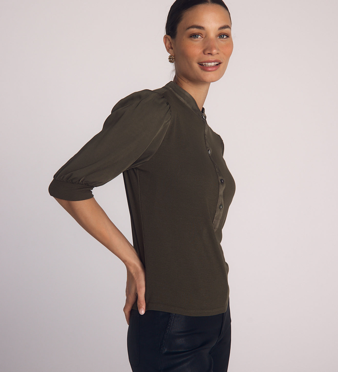B2495-722-302 - SHORT SLEEVE PLACKET MIXED SHIRT