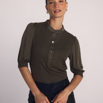 B2495-722-302 - SHORT SLEEVE PLACKET MIXED SHIRT