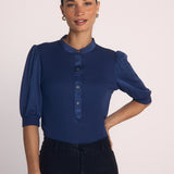 B2495-722-302 - SHORT SLEEVE PLACKET MIXED SHIRT