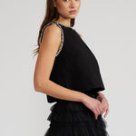 T4297 MEGHAN CRYSTAL TRIM TOP