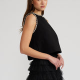 T4297 MEGHAN CRYSTAL TRIM TOP