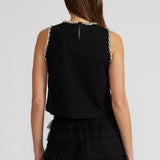 T4297 MEGHAN CRYSTAL TRIM TOP
