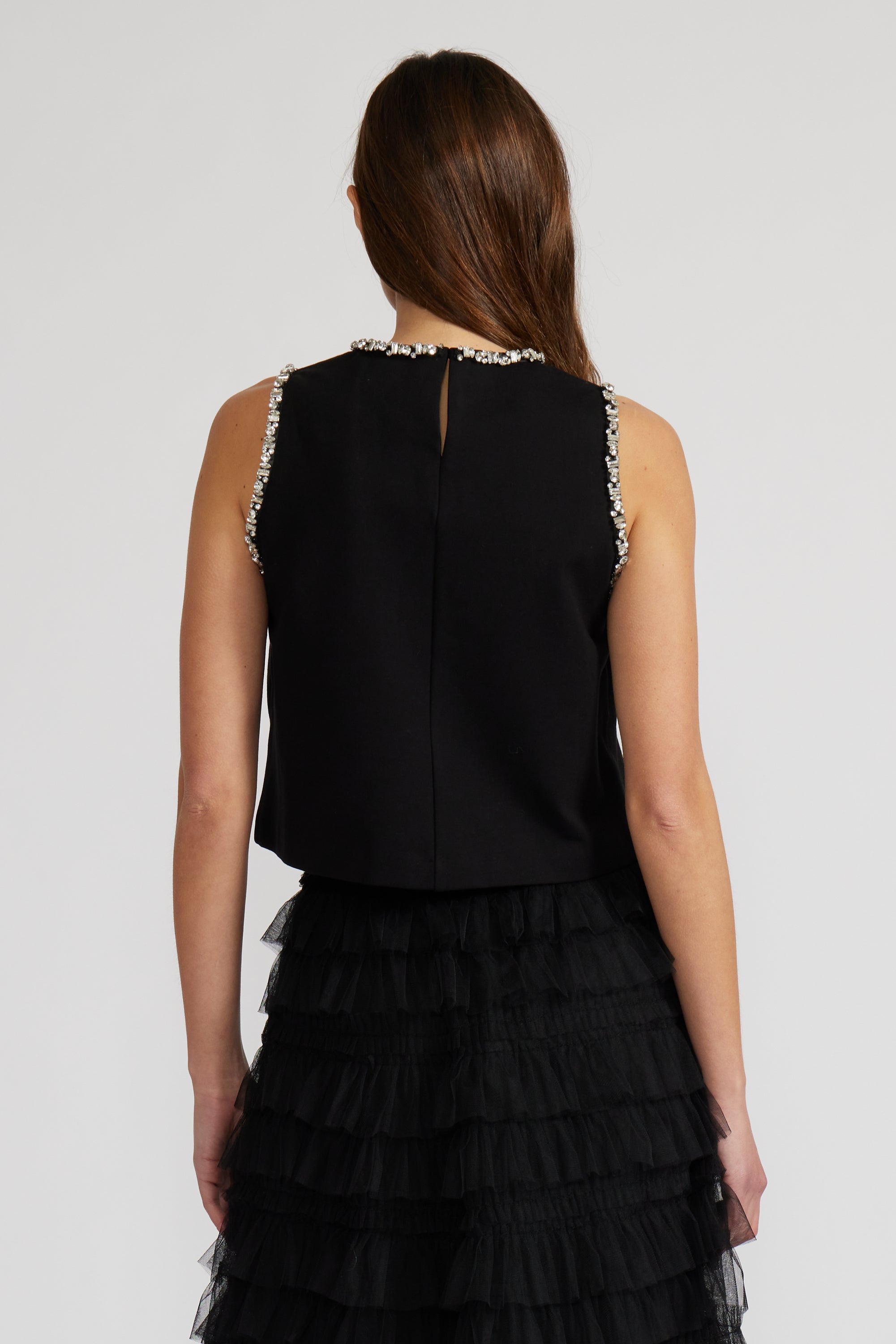 T4297 MEGHAN CRYSTAL TRIM TOP
