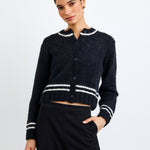 B2742-G82-300 - CONTRAST STRIPE CARDIGAN