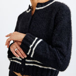 B2742-G82-300 - CONTRAST STRIPE CARDIGAN