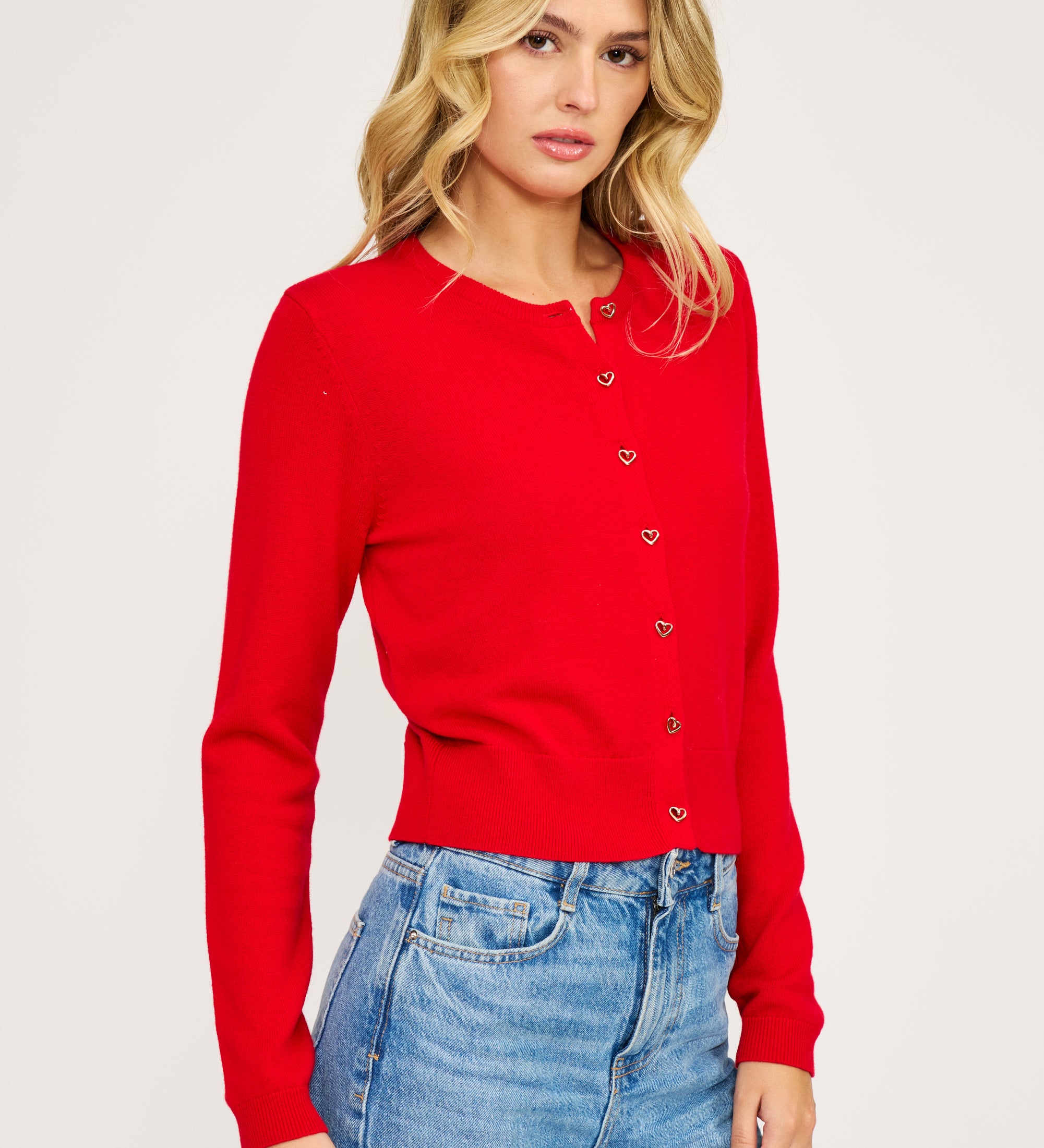 SW4793 CELESTE HEART BUTTON CARDIGAN