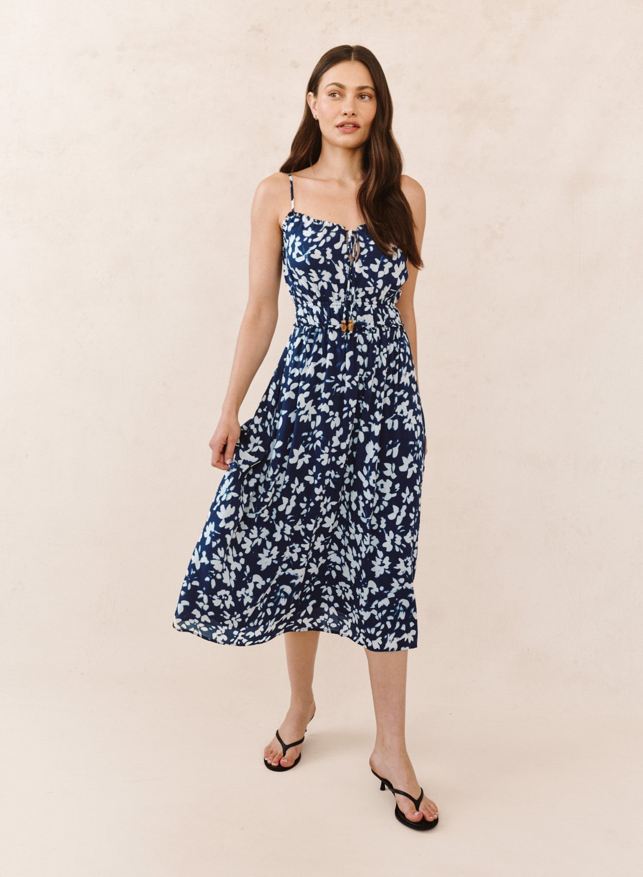 B6245-K37-304 - ELASTIC WAIST MIDI DRESS