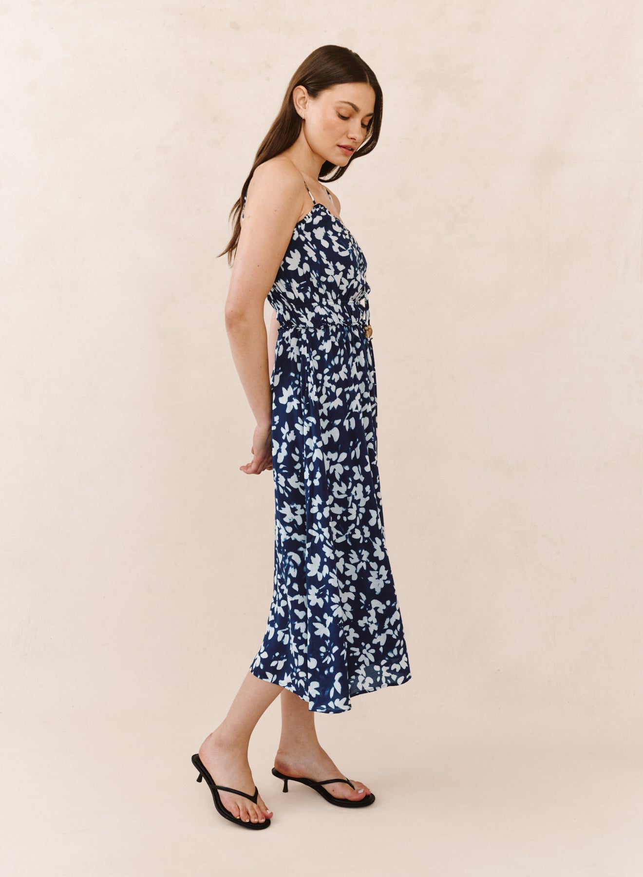 B6245-K37-304 - ELASTIC WAIST MIDI DRESS