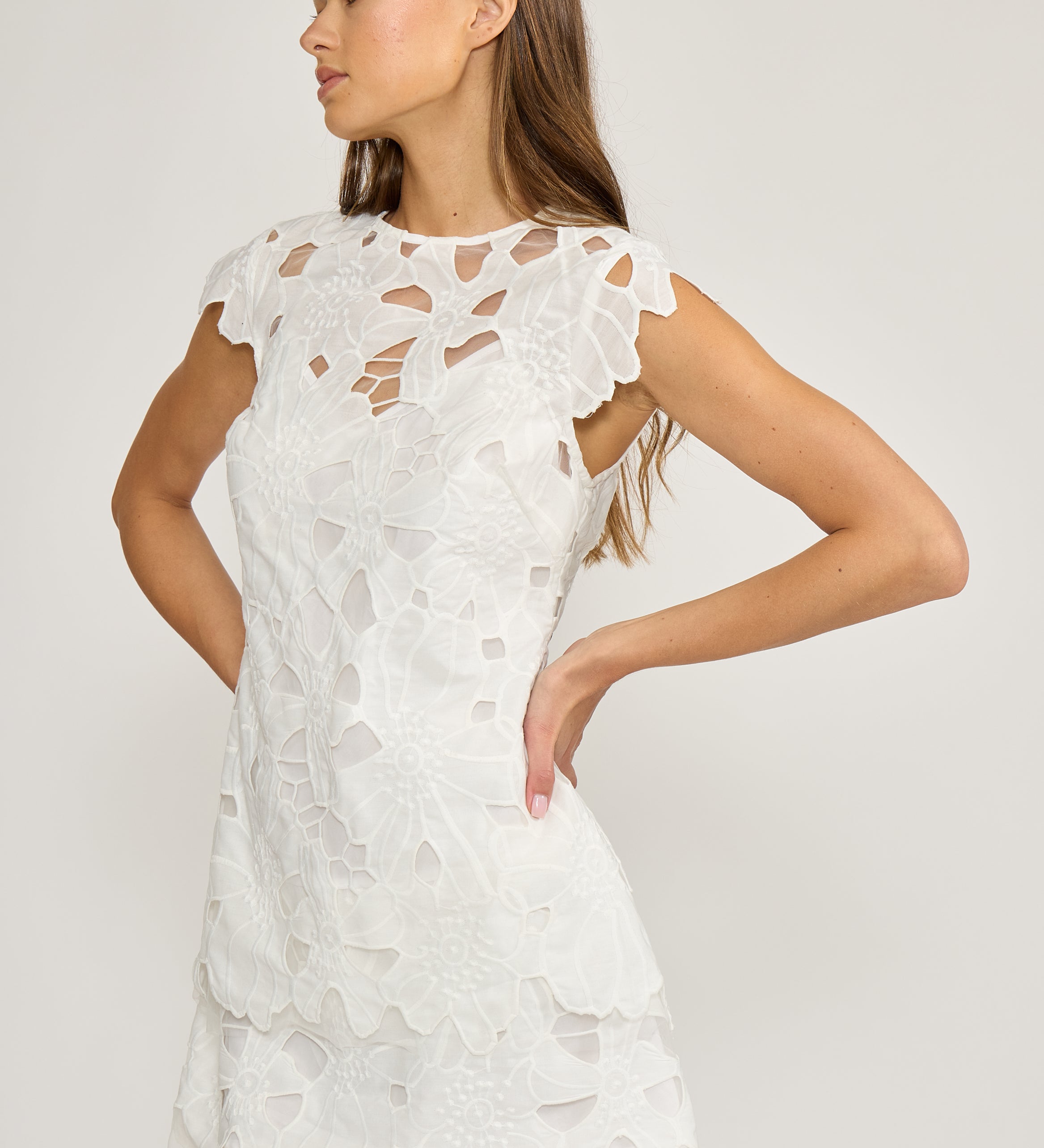 DR5233 GRETA EYELET MINI DRESS