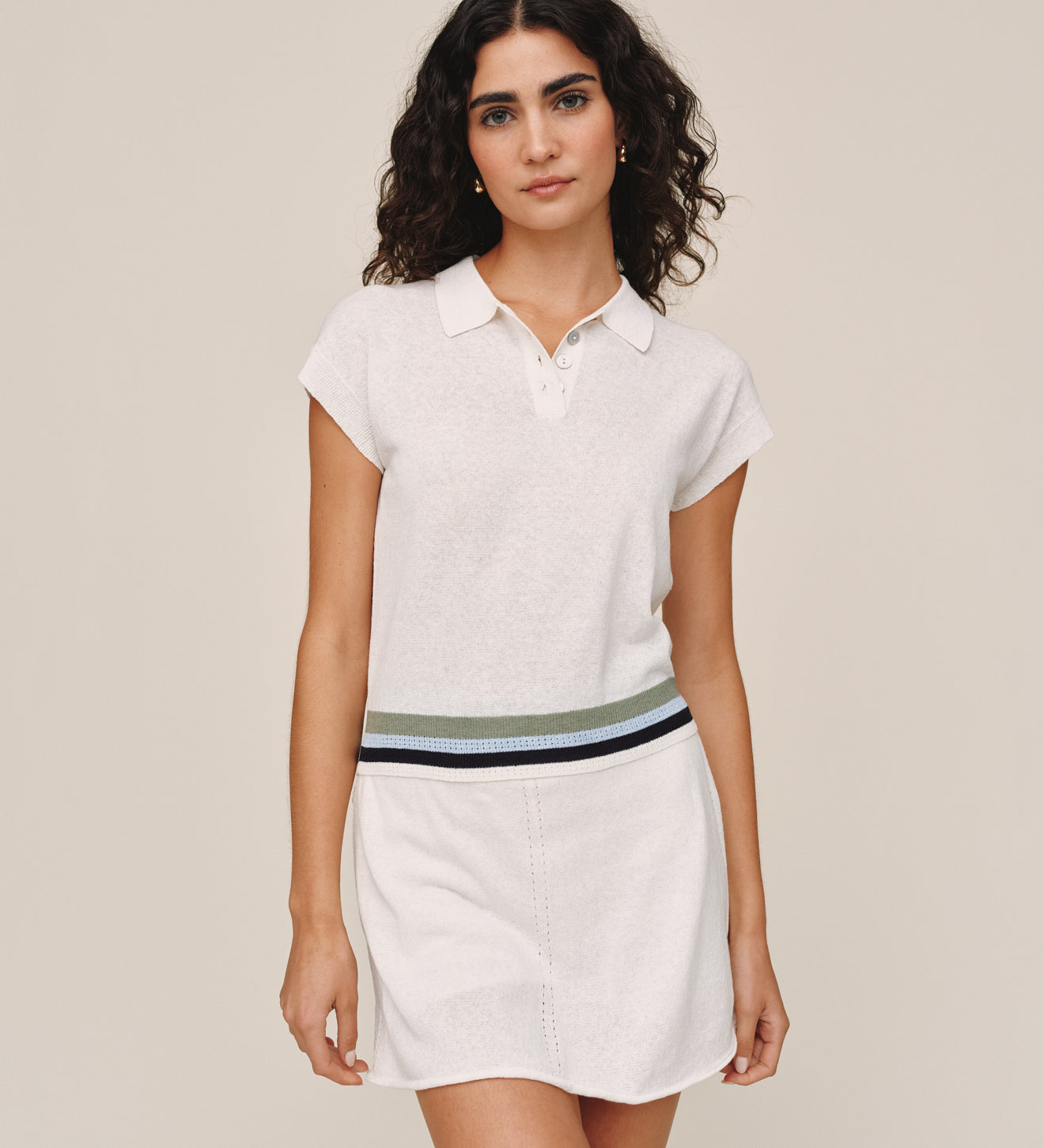 B20083-L34-304 - CAP SLEEVE CONTRAST BAND TOP