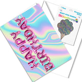 Birthday Balloons Card with 2" Rhinestone Sticker