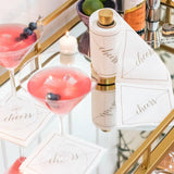 Toasting with Tara Cocktail Napkin Stand in Glass in Gold