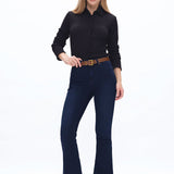 Bayeas High Rise Flare in Dark Wash