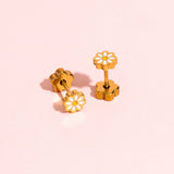 Tiny White Daisy Earrings