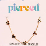 Black & White Checkered Heart Bracelet