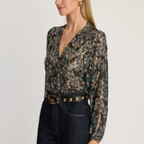 Selene Top in Floral Burnout Lurex Chiffon