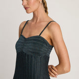 Jayda Dress in Teal Metallic Knit