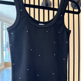 Stella Studded Black With Rhinestones Ribbed Tank