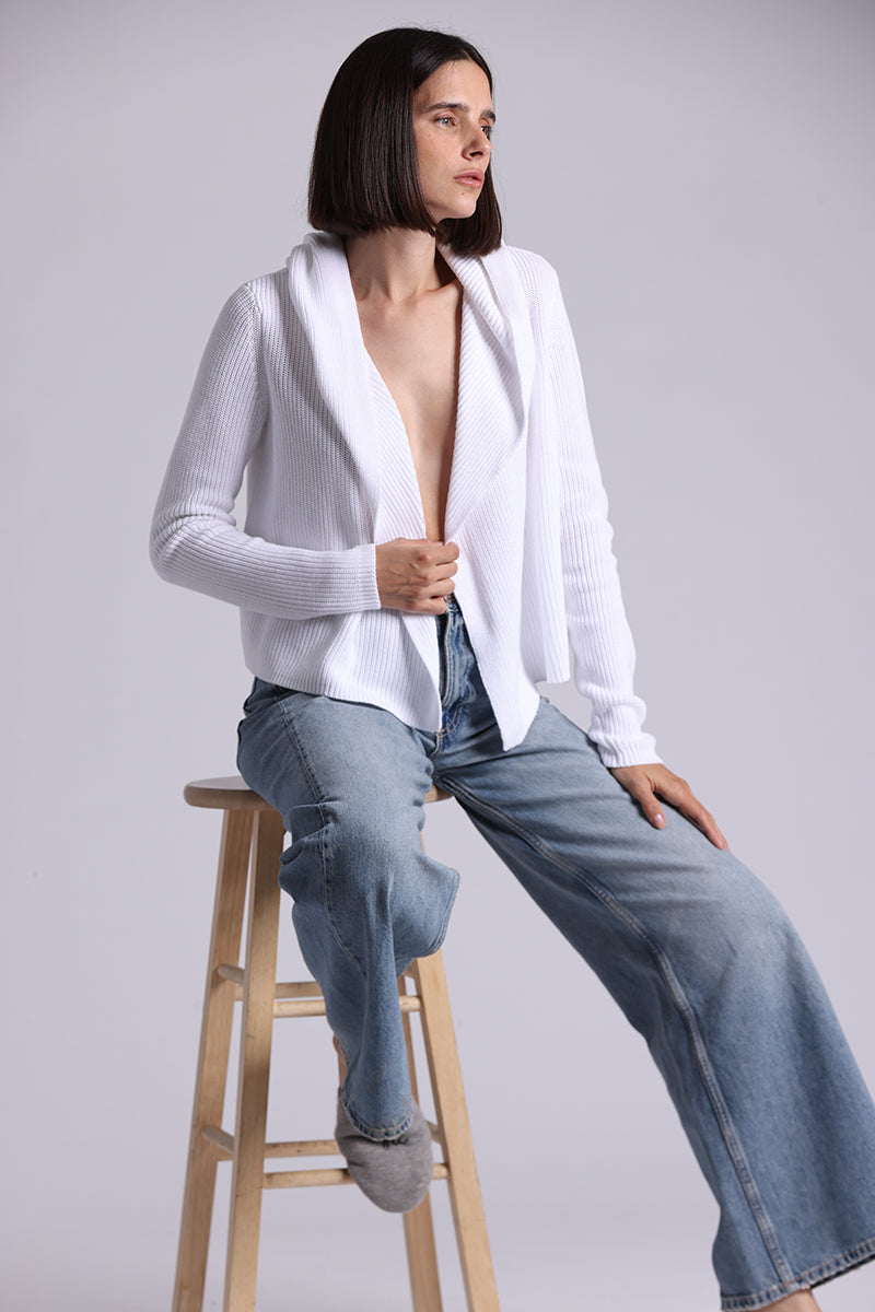 9264 Cotton Shaker Hooded Flyaway Cardigan