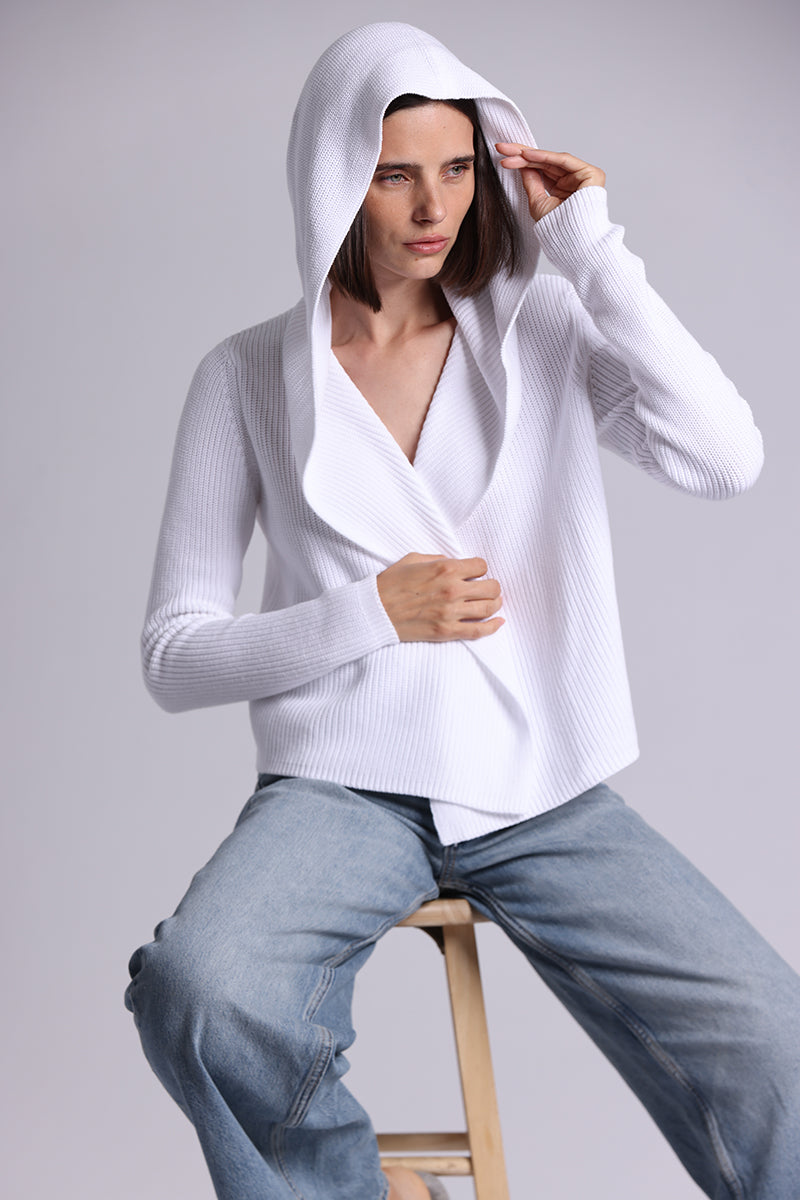 9264 Cotton Shaker Hooded Flyaway Cardigan
