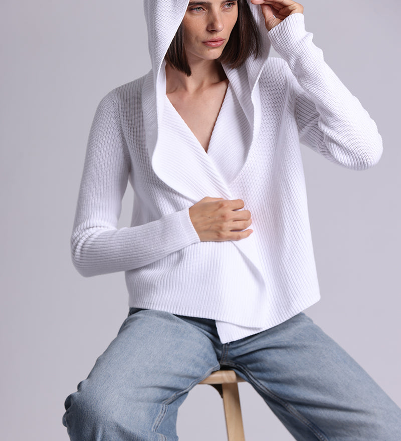 9264 Cotton Shaker Hooded Flyaway Cardigan