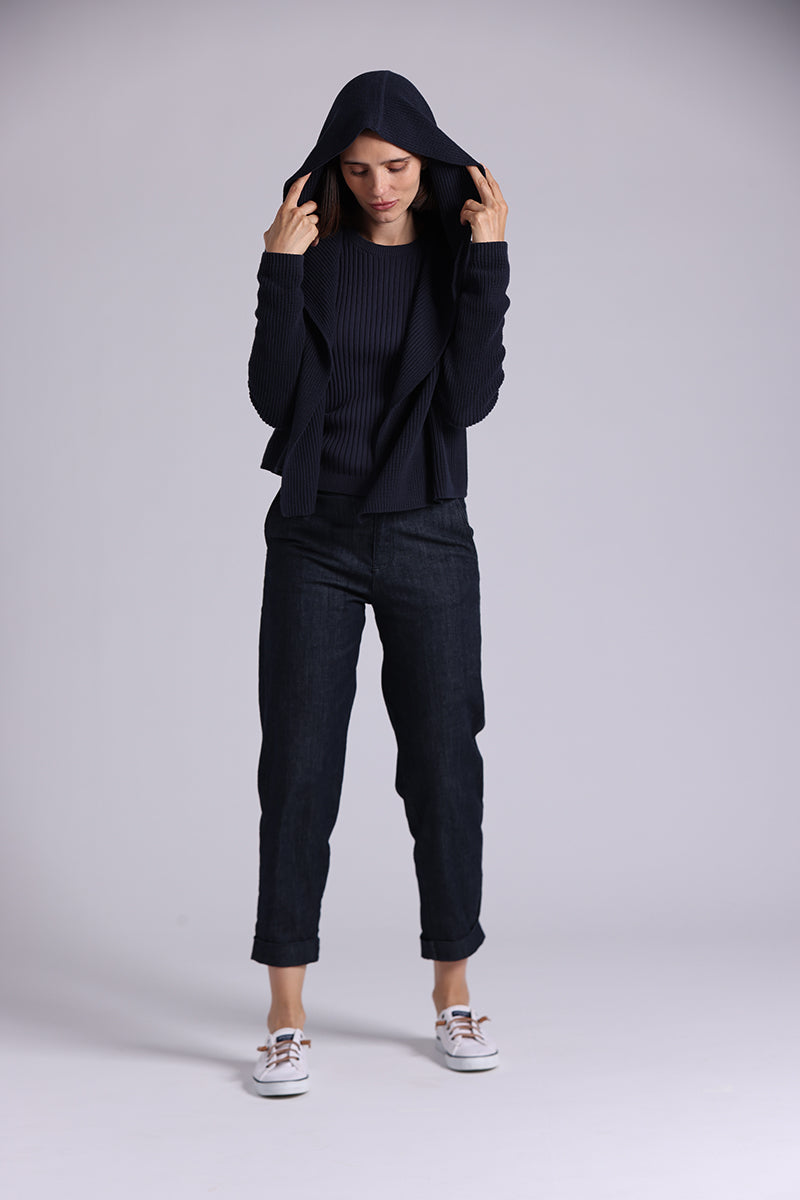 9264 Cotton Shaker Hooded Flyaway Cardigan