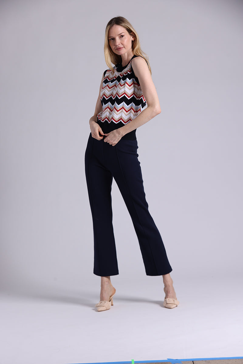 97113 Cotton Cashmere Chevron Short Sleeve Crew