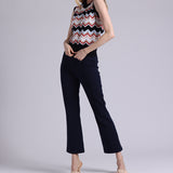 97113 Cotton Cashmere Chevron Short Sleeve Crew