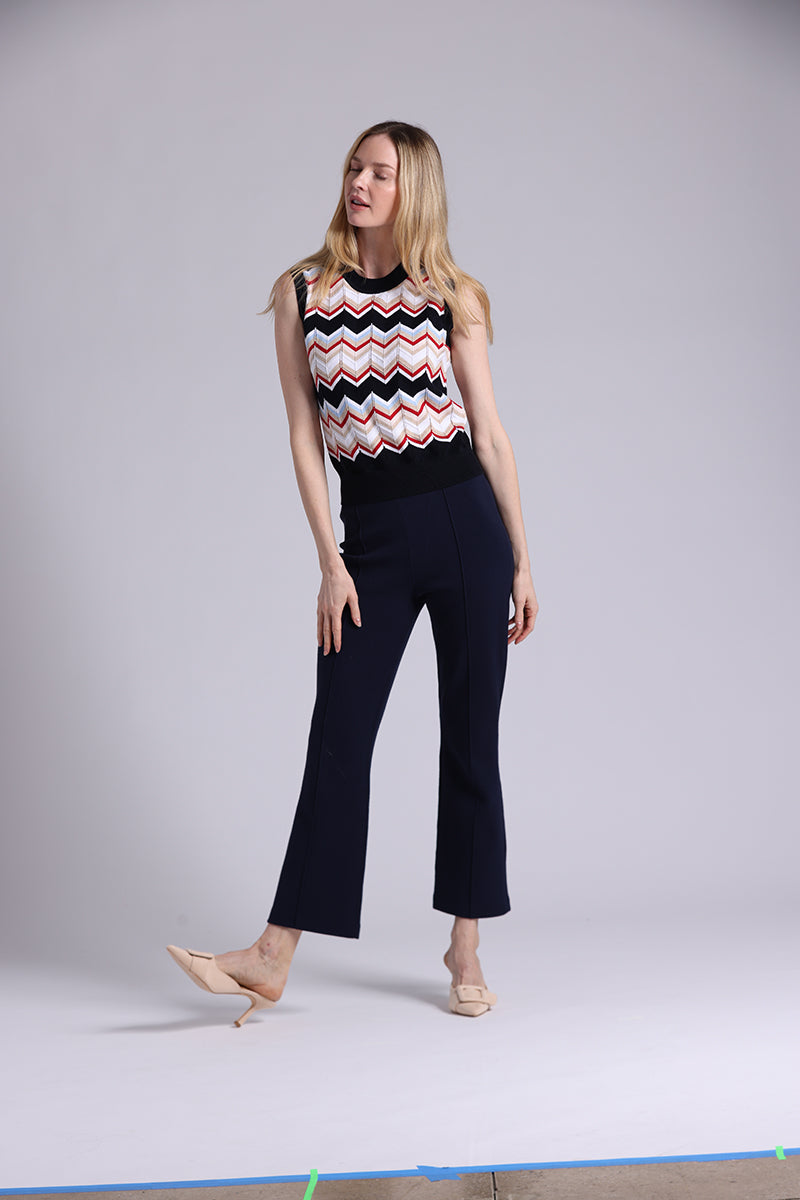 97113 Cotton Cashmere Chevron Short Sleeve Crew
