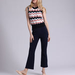 97113 Cotton Cashmere Chevron Short Sleeve Crew