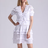 9798 Viscose Pointelle Ruffle Cardigan