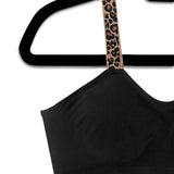 strap-its Black Plunge Bra with Leopard Straps