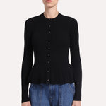 9983 RIBBED PEPLUM CARDIGAN