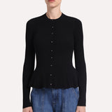 9983 RIBBED PEPLUM CARDIGAN