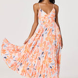 ASTR The Label Blythe Orange Blue Floral Midi Dress
